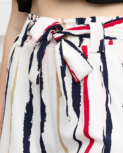 Short femme tissu rayé blanc - Vêtement