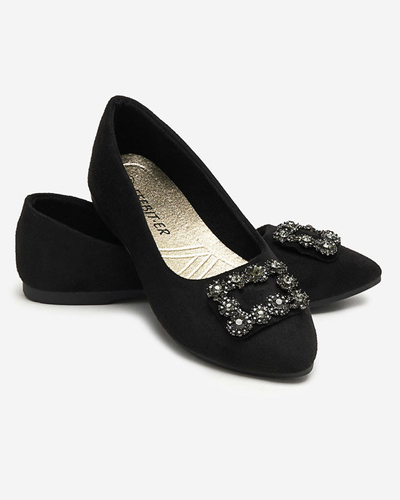 Ballerines noires en daim écologique pour femmes avec décoration Linselisa - Footwear
