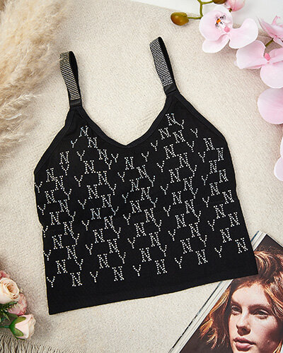 Royalfashion Soutien-gorge de sport pour femme avec zircons