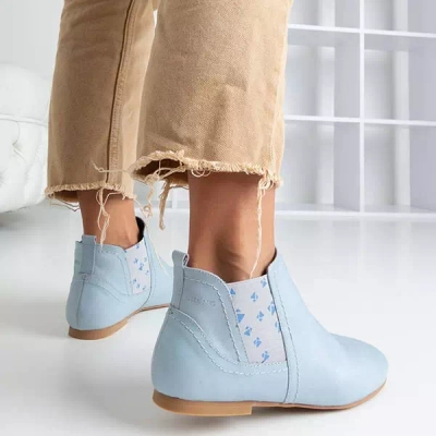 OUTLET Bottines en cuir pour femmes bleu clair de Heidi - Chaussures