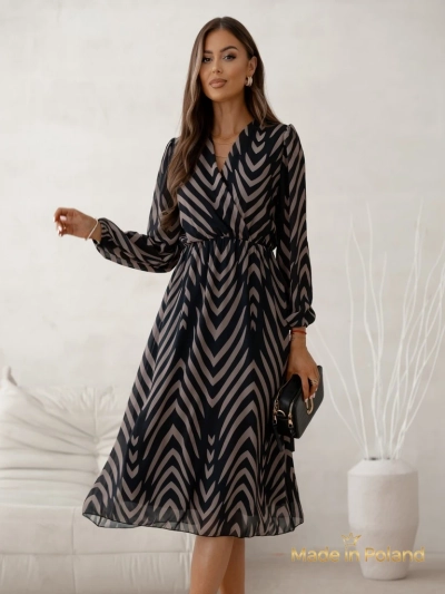 Robe midi à imprimé pour femmes Eleganza Stripes