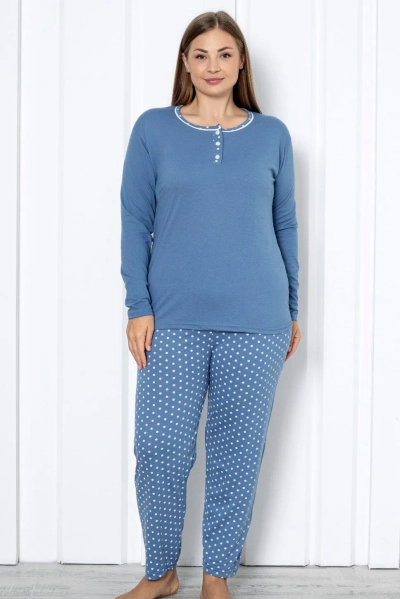 Royalfashion Pyjamas en Coton pour Femmes en 2 Pièces à Pois TAILLE PLUS
