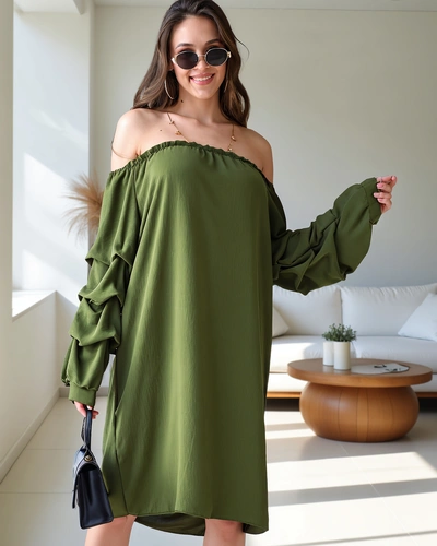 Royalfashion Robe lisse pour femmes inspirée du style espagnol avec volants