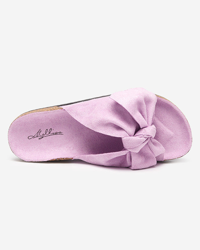 OUTLET Chaussons femme violet en éco-daim avec nœud Xeria - Footwear