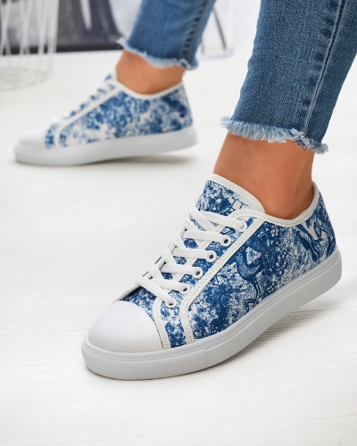Tennis bleu et blanc à imprimé Denoll- Footwear
