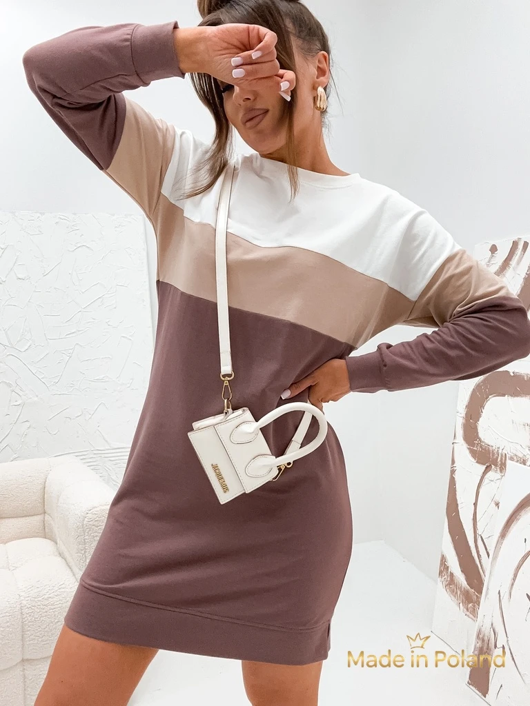 Robe mini en coton molletonné à rayures