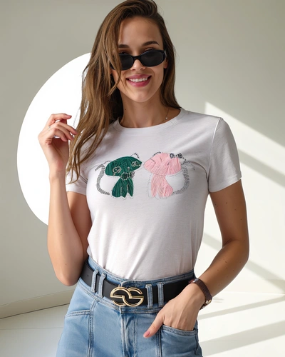 T-shirt en coton pour femmes Royalfashion avec des chatons