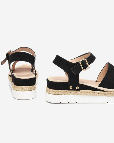 OUTLET Sandales compensées noires pour femmes Setovia - Chaussures