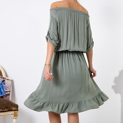 Robe espagnole asymétrique vert foncé pour femme - Vêtements