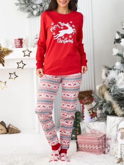 Pyjamas en coton pour femmes Royalfashion Noël Le Renne au Nez Rouge