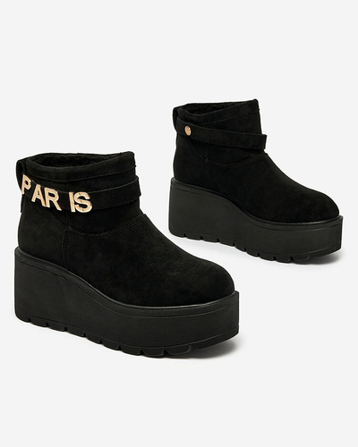 Royalfashion Noir bottes femmes a'la bottes de neige avec ornement Parisela