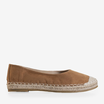 OUTLET Espadrilles éco-suède marron clair pour femmes Silina - Chaussures