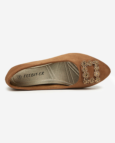 Ballerines marron pour femme en daim écologique avec ornement Linselisa - Footwear