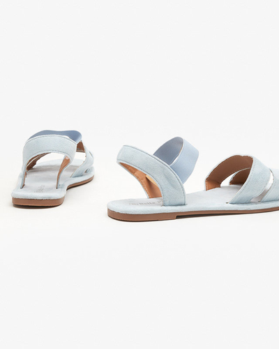 OUTLET Sandales plates pour femme en éco-daim bleu Nerina - Chaussures