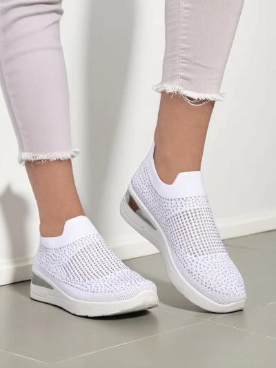 Royalfashion Baskets compensées pour femmes à enfiler avec des strass Qelavise
