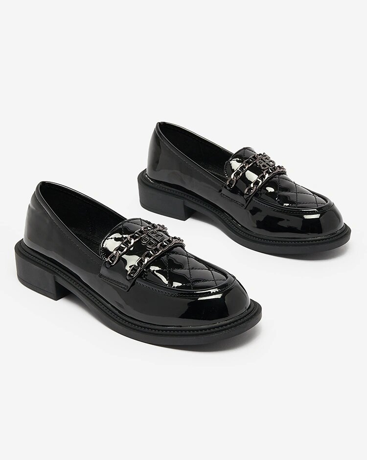 Royalfashion Mocassins noirs laqués avec nez matelassé Kusanna