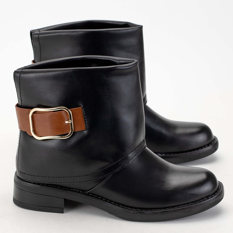 Bottines femme noires à talons plats Nerela - Chaussures