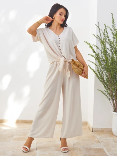 Ensemble décontracté Royalfashion pour femmes avec un haut à manches courtes et un pantalon large