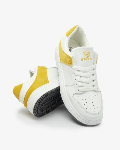 Royalfashion Chaussures de sport pour femmes blanc moutarde Elevace