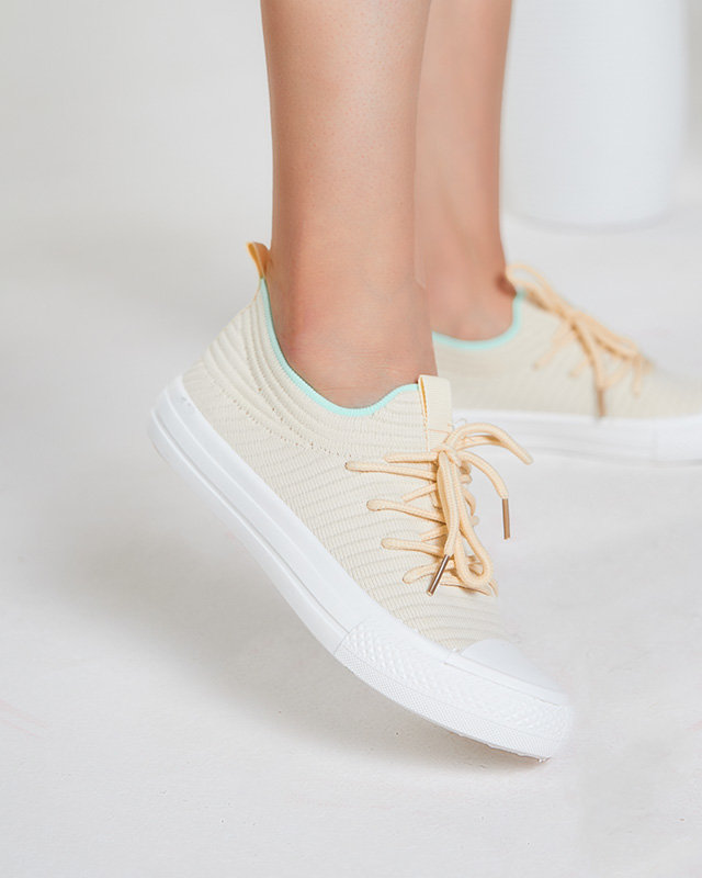 OUTLET Baskets côtelées beiges pour femme Manfer- Footwear