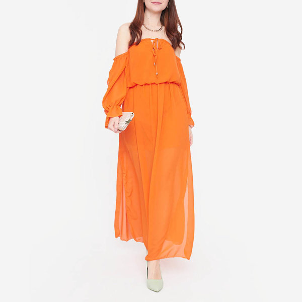Robe longue espagnole orange pour femme - Vêtements