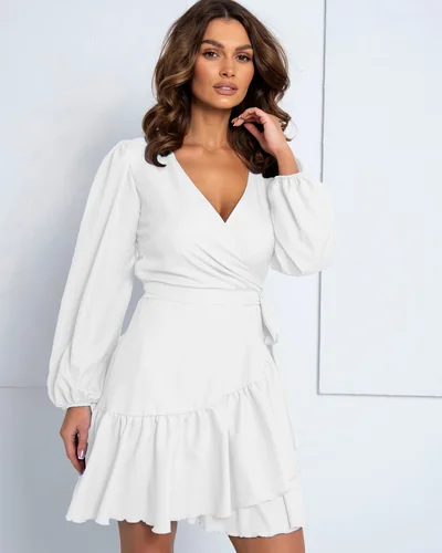 Robe mini à nouer pour femmes Royalfashion avec volants