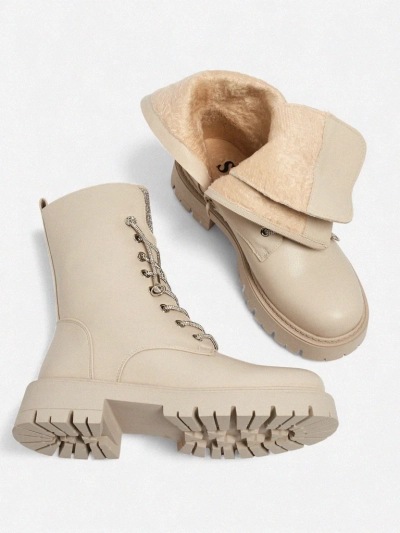 Bottines lacées en cuir écologique pour femmes Farly