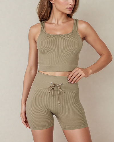 Royalfashion Ensemble de sport côtelé pour femme