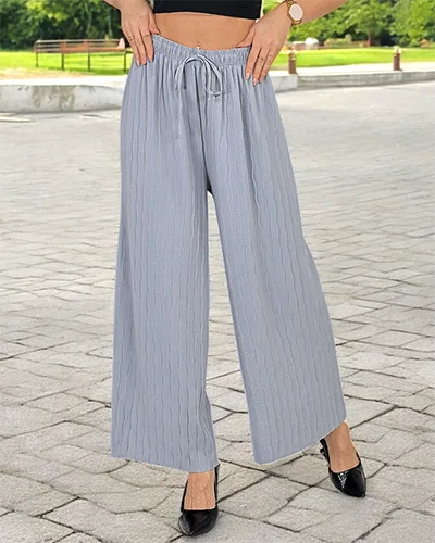 Royalfashion Pantalon large à plis pour femme