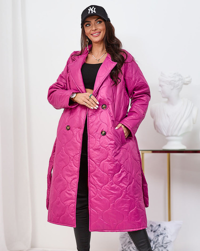 Royalfashion Manteau matelassé pour femme avec bordure en rose