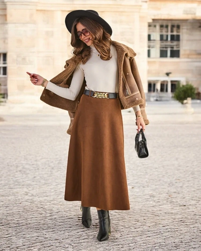 Jupe midi femme Royalfashion en suédine