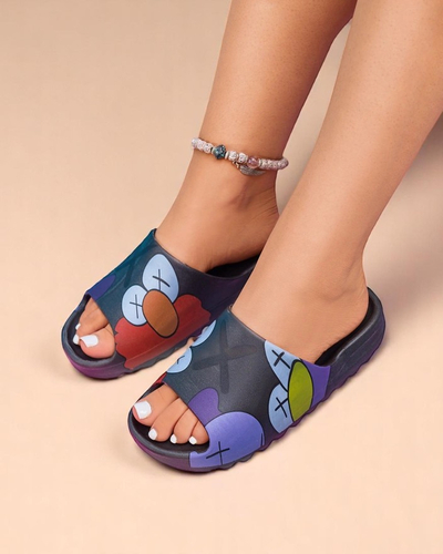 Chaussons pour femmes en caoutchouc noir avec imprimé Pfizz - Footwear