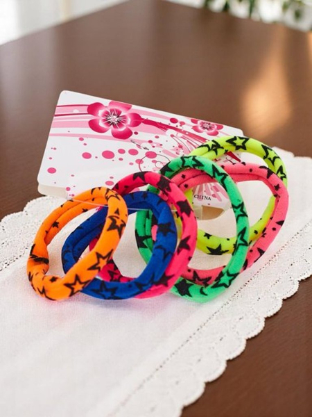 Royalfashion Lot de 6 élastiques à cheveux colorés Starina avec étoiles