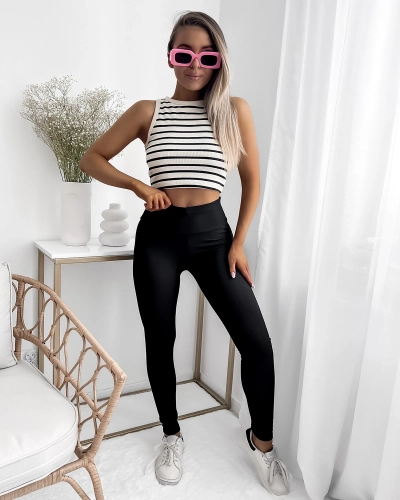 Leggings côtelés noirs pour femme- Vêtements