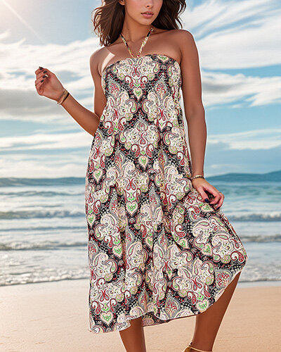 Royalfashion Robe midi pour femme avec imprimé