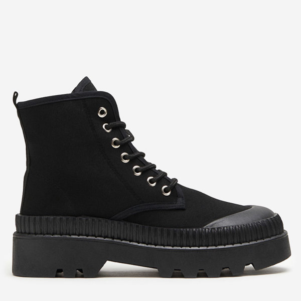 OUTLET Bottines noires à talon plat pour femme Roulle - Footwear