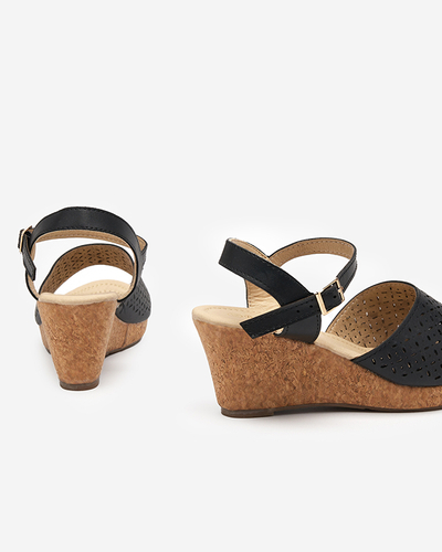 Sandales compensées Fugat noires pour femmes - Chaussures