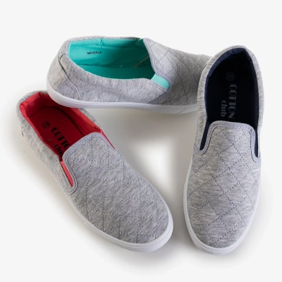 OUTLET Slip-on matelassé gris pour femme avec empiècements menthe Weridia - Footwear