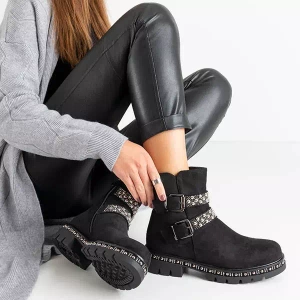 OUTLET Bottines à talons hauts pour femmes noires avec ornements Vuqes - Chaussures