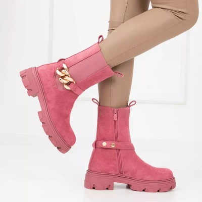 OUTLET Bottines rose foncé en éco daim Quon- Footwear