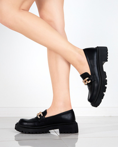 OUTLET Chaussures femme noires avec chaîne dorée Chemko- Footwear