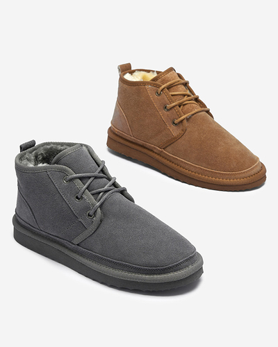 Bottes de neige nouées pour femmes grises avec fourrure Miusho - Chaussures
