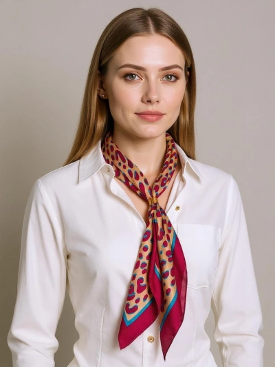 Foulard Apollonia Bordeaux pour Femmes avec Motif Tendance – 100 % Polyester Eleganza