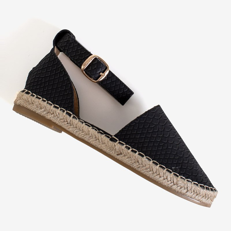 Sandales noires pour femmes avec gaufrage animal Domiel - Footwear