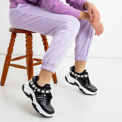 OUTLET Chaussures de sport pour femmes noires avec zircones cubiques Frewan - Footwear