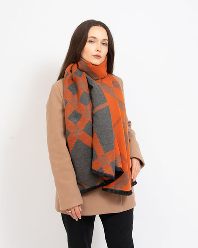 Royalfashion Echarpe légère pour femme gris-orange avec imprimé