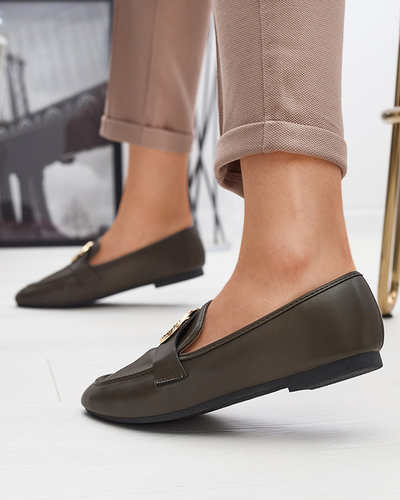 Mocassins pour femmes vert foncé avec ornements dorés Uletta - Footwear