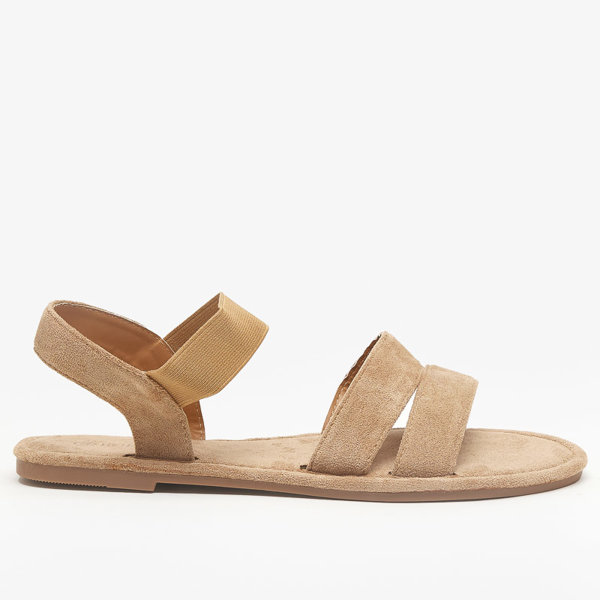 OUTLET Sandales plates pour femme en éco-daim marron clair Nerina - chaussures