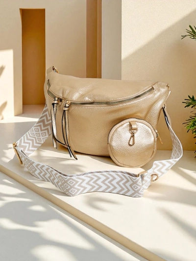 Royalfashion Sac à main femme semi-circulaire de petite taille en cuir écologique Velia Cuve