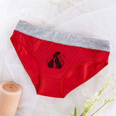 Slip femme rouge avec imprimé - Sous-vêtements